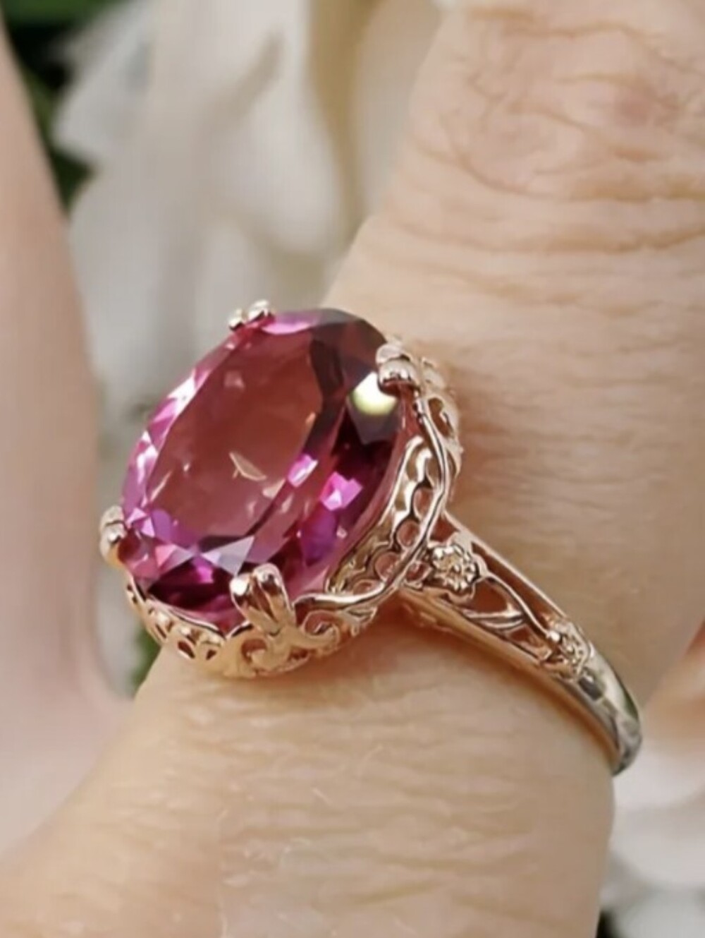 Pink Topaz Ring In Gold NWT Size 8
